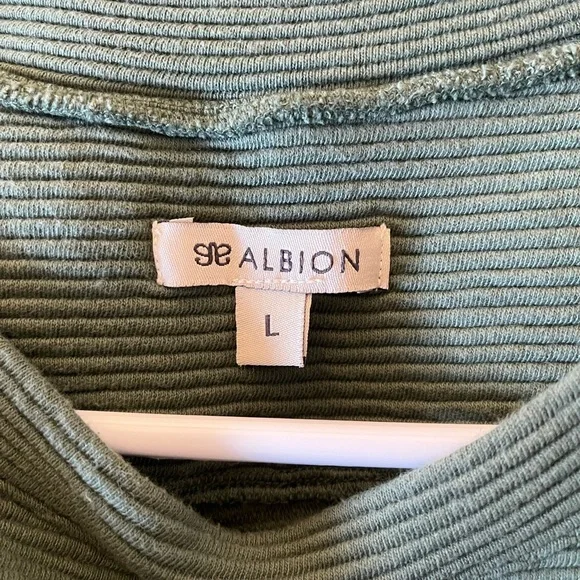 Albion Atlas Olive Green Ribbed Sweater Dress Sz L EUC - Picture 10 of 11